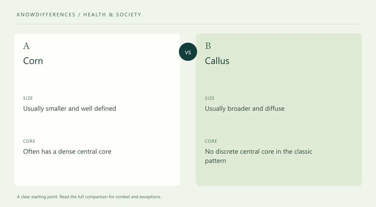 Corn and Callus: Size compared side by side