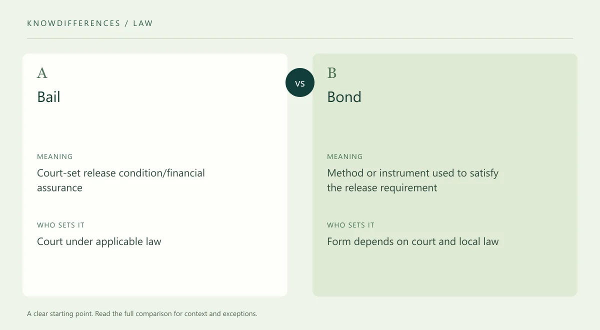 Bail and Bond: Meaning compared side by side