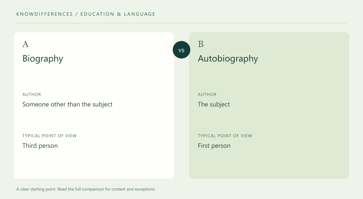 Biography and Autobiography: Author compared side by side