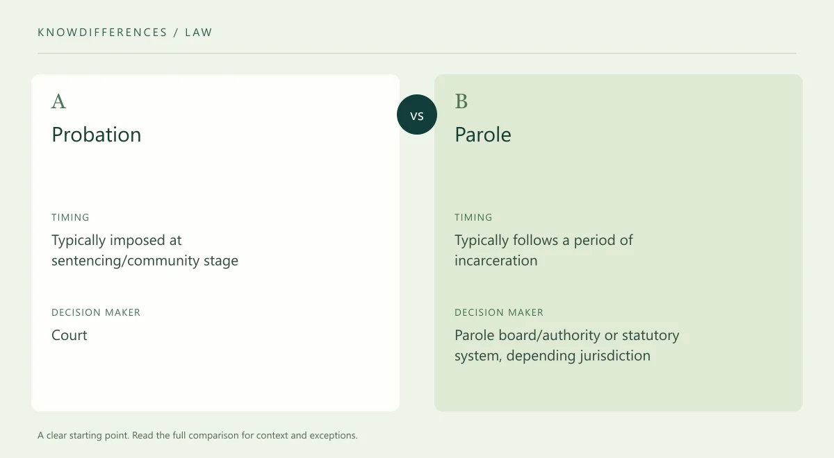 Probation and Parole: Timing compared side by side