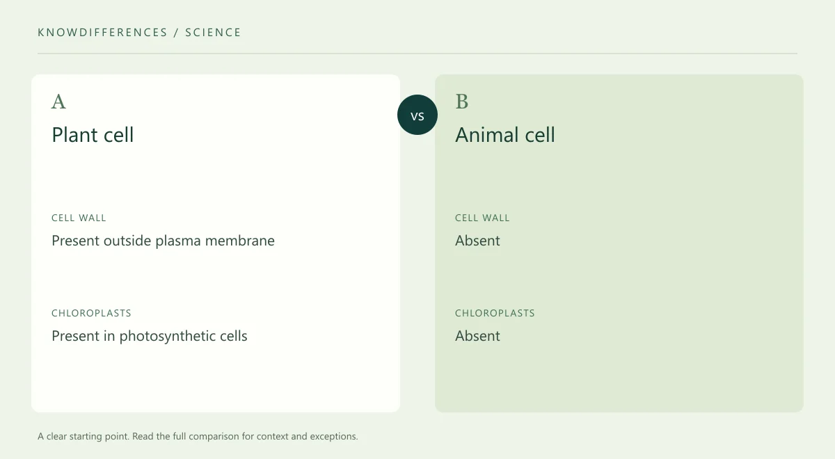 Plant cell and Animal cell: Cell wall compared side by side