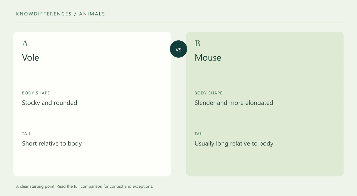 Vole and Mouse: Body shape compared side by side