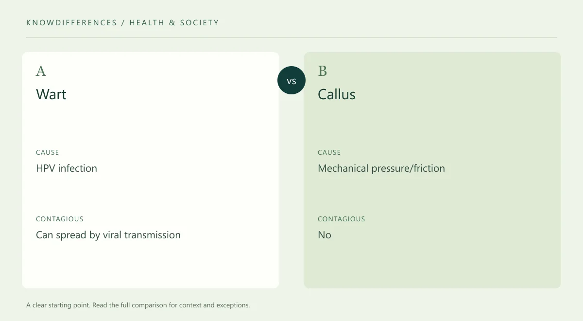 Wart and Callus: Cause compared side by side
