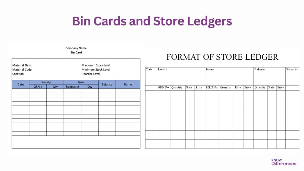 Difference Between Bin Cards and Store Ledgers