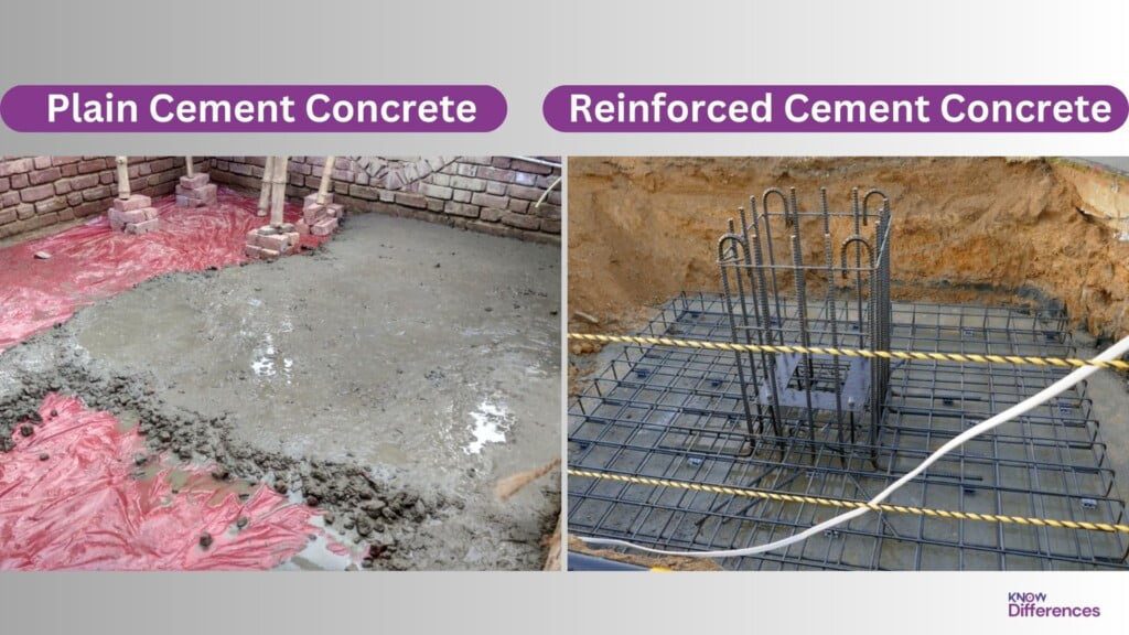 difference between PCC (Plain Cement Concrete) and RCC (Reinforced Cement Concrete)