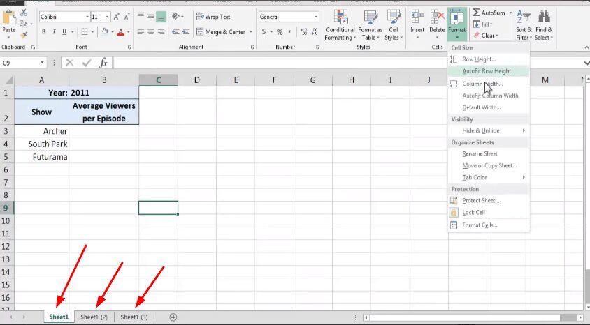 Worksheets in Excel